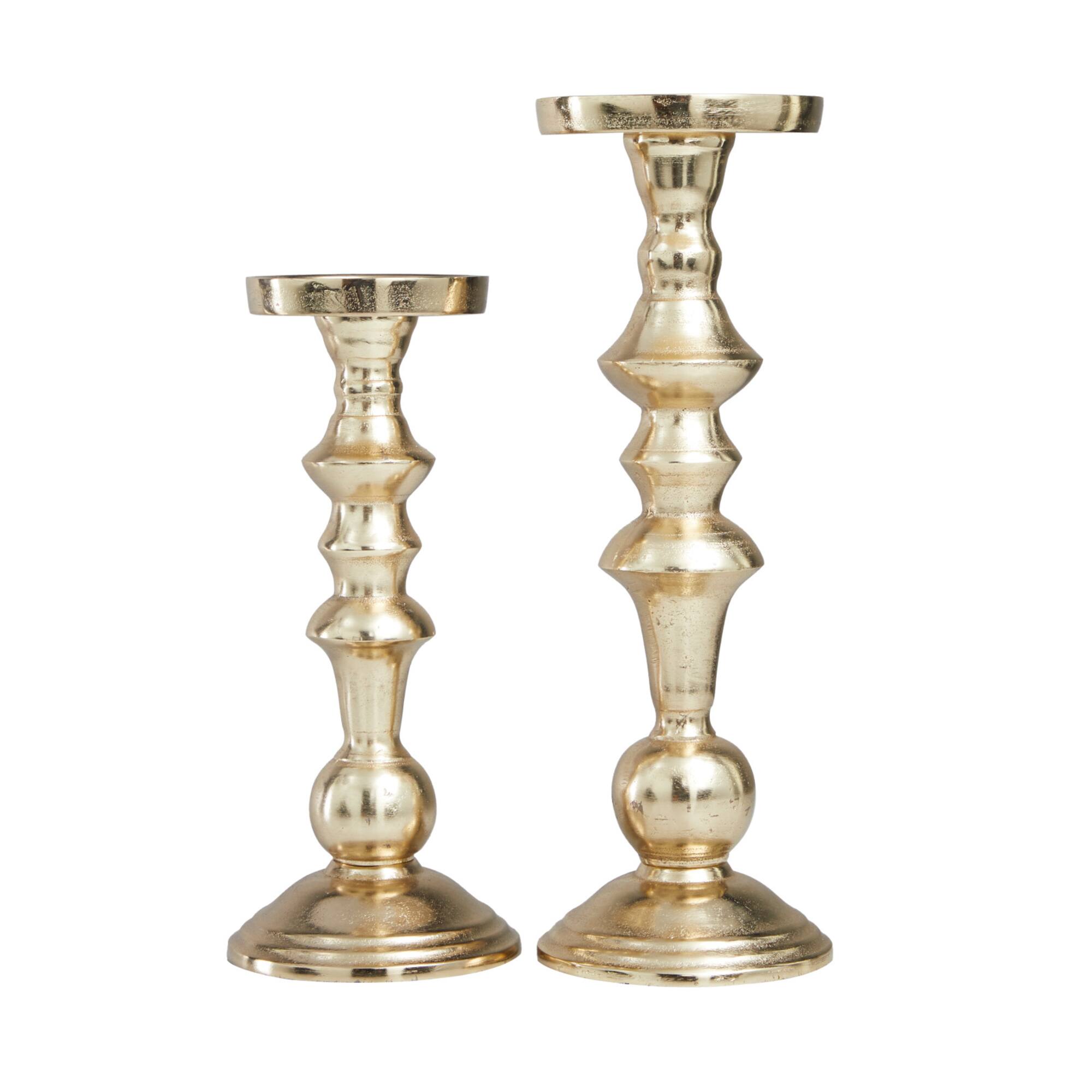 Gold Aluminum Candle Holder Set